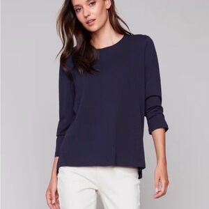 Charlie B Navy Long Sleeve Top